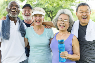 group of seniors after exercise