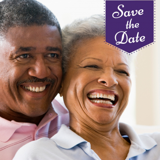 Save the Date with photo of happy African American couple 