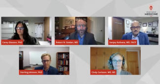 screen shot of five speakers from an online presentation