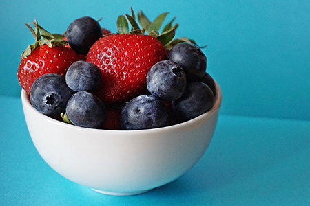 bowl of strawberries and blueberries