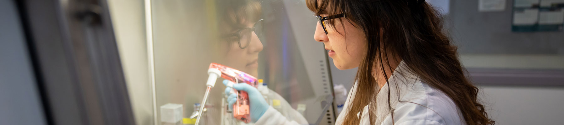 scientist working in a sterile hood