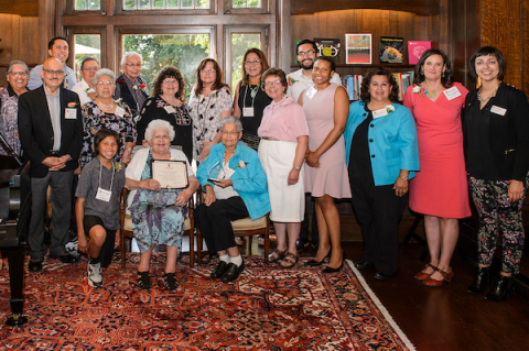 Members of the Oneida Nation Wisconsin Alzheimer's Disease Research Center Partnership receive a 2018 Community-University Partnership Award