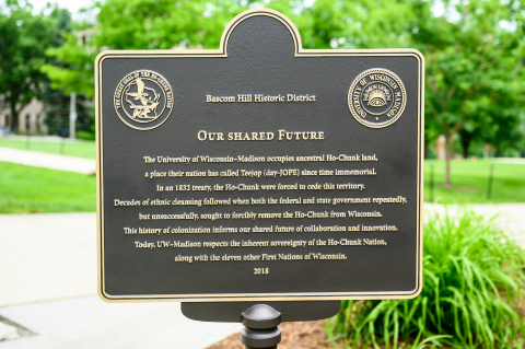 Land Acknowledgement plaque on Bascom Hill