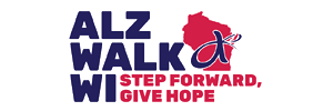 Logo for Alz Walk WI, Step Forward, Give Hope