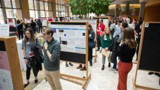 photo of Research Day poster session in the Discovery Building at the UW-Madison campus