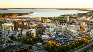 Aerial image of University Hospital in Madison, WI