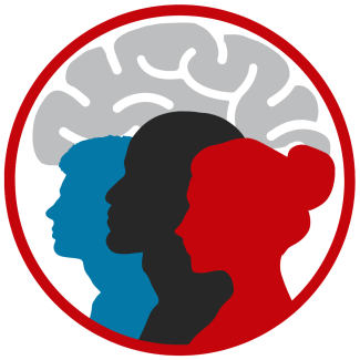 Logo designed for the 2023 Fall Community Conversation. Graphic image depicts three silhouettes inside a circle with a brain arching over.