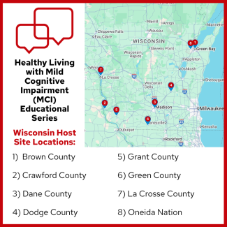 Healthy Living with MCI map of WI host site locations