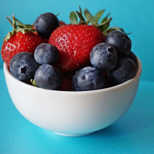 bowl of strawberries and blueberries