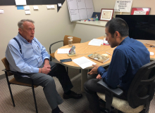 Schreiber, right, with Dementia Matters host Dr. Nathaniel Chin.