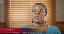 still shot of woman talking on video 