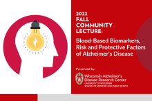 Graphic image of a head with a lightbulb in the center and text about the Fall Community Lecture