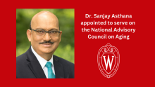 Graphic image with headshot of Dr. Sanjay Asthana