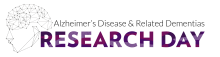 Text reading "Alzheimer's Disease & Related Dementias Research Day" next to a graphic of a brain from interconnected lines and dots