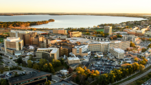 Aerial image of University Hospital in Madison, WI
