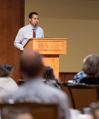 doctor giving a public lecture